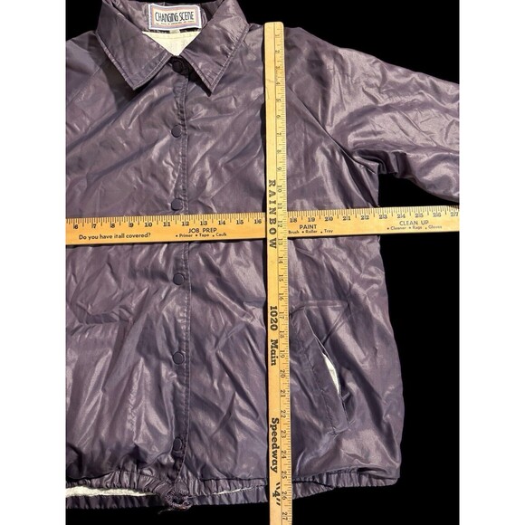 Vintage Changing Scene Jacket Women's Lilac WindBreaker Button Up 80s Pockets - Picture 5 of 10